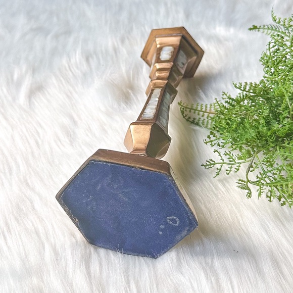 Vintage Brass and Mother of Pearl Inlay Candleholder Taper Candle India - Picture 6 of 6